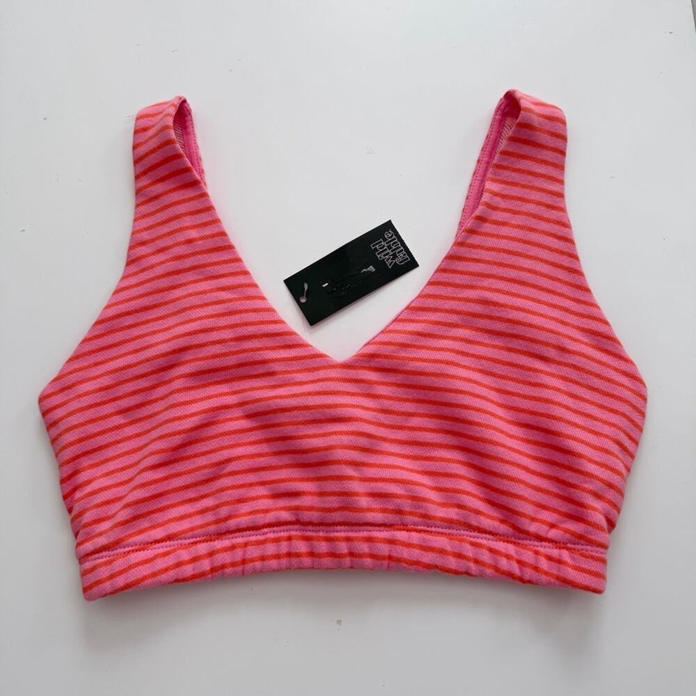 Wild Fable French Terry Bralette pink orange stripe